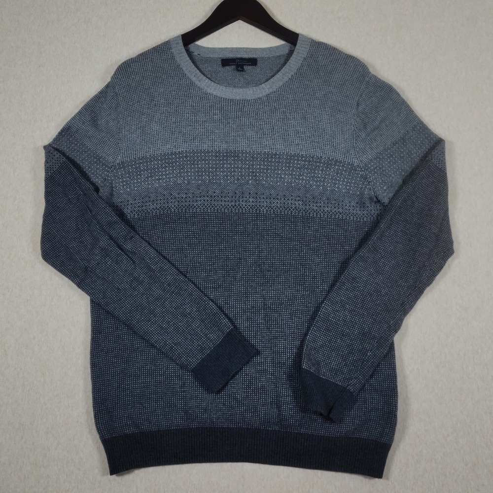 Cashmere Wool Blend Ombre Gradient Sweater Mens Large Blue Marc Anthony
